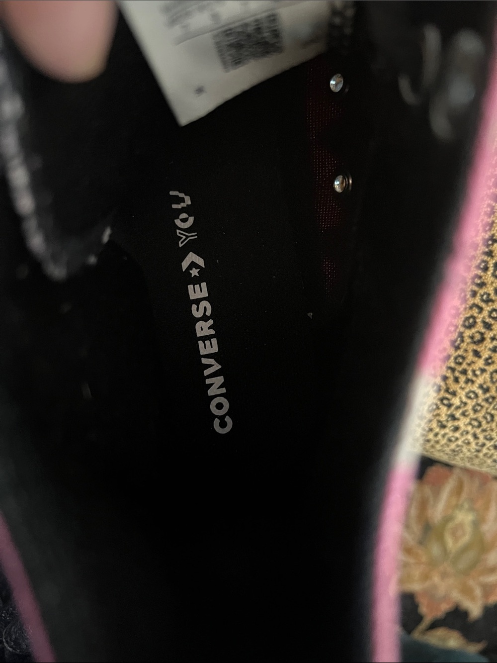 Converse Twisted Hearts Peony Pink High-Top Sneakers with Black Womens 9/ Mens 7 - Picture 6 of 12